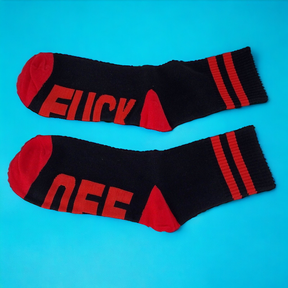 Crew Socks Novelty with Funny Inappropriate Words Quotes F*ck Off US 6-12